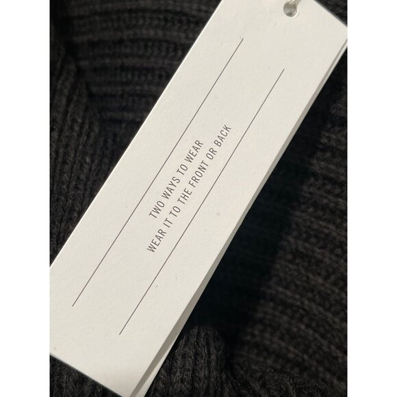 525 Womens Two-Way Black Ribbed Knit Sweater Wear Front Or Back Large NWT - Picture 4 of 5